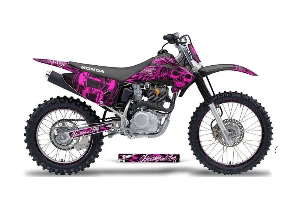 Honda CRF230 F Dirt Bike Graphic Kit - 2003-2007 Skulls and Hammers Pink
