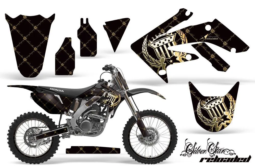 Honda CRF250 R Dirt Bike Graphic Kit - 2004-2013 Silver Star - Reloaded Gold