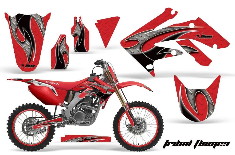 Honda CRF250 R Dirt Bike Graphic Kit - 2004-2013 Tribal Flames Red