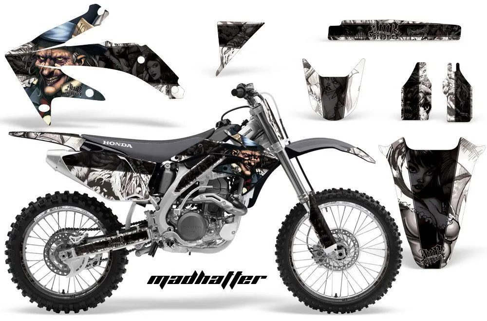 Honda CRF450 R Dirt Bike Graphic Kit - 2002-2012 Mad Hatter White