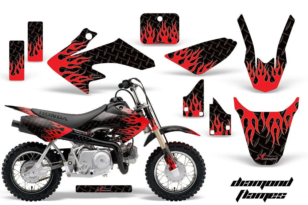Honda CRF50 Dirt Bike Graphic Kit - 2004-2024 Diamond Flames Black