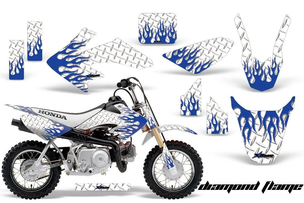 Honda CRF50 Dirt Bike Graphic Kit - 2004-2024 Diamond Flames White