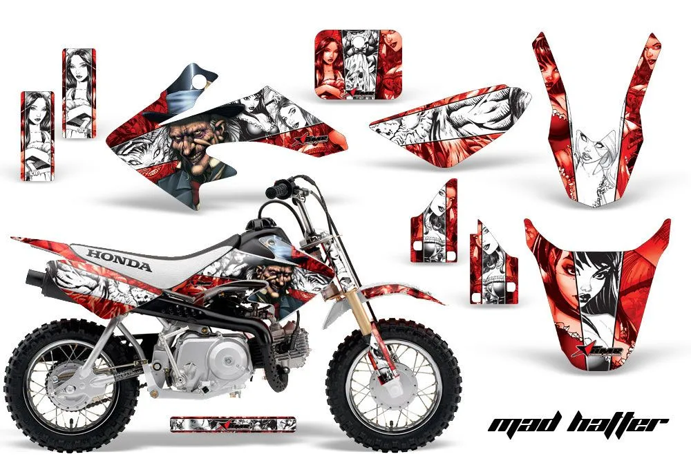 Honda CRF50 Dirt Bike Graphic Kit - 2004-2024 Mad Hatter Red