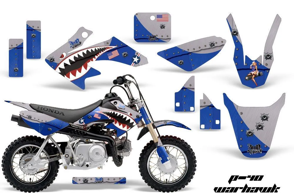 Honda CRF50 Dirt Bike Graphic Kit - 2004-2024 P40 Warhawk Blue