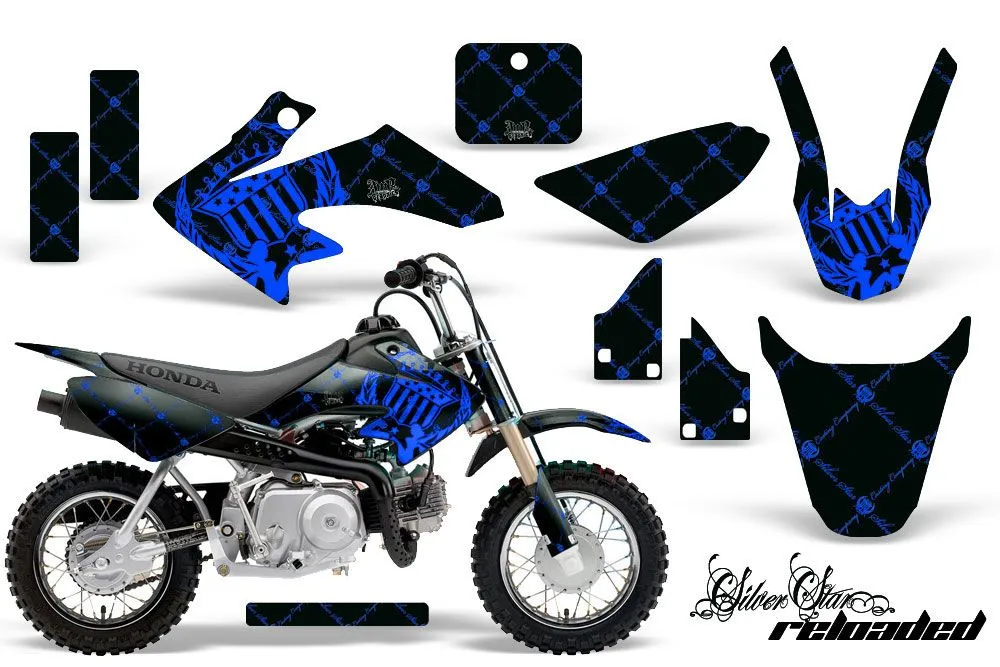 Honda CRF50 Dirt Bike Graphic Kit - 2004-2024 Silver Star - Reloaded Blue