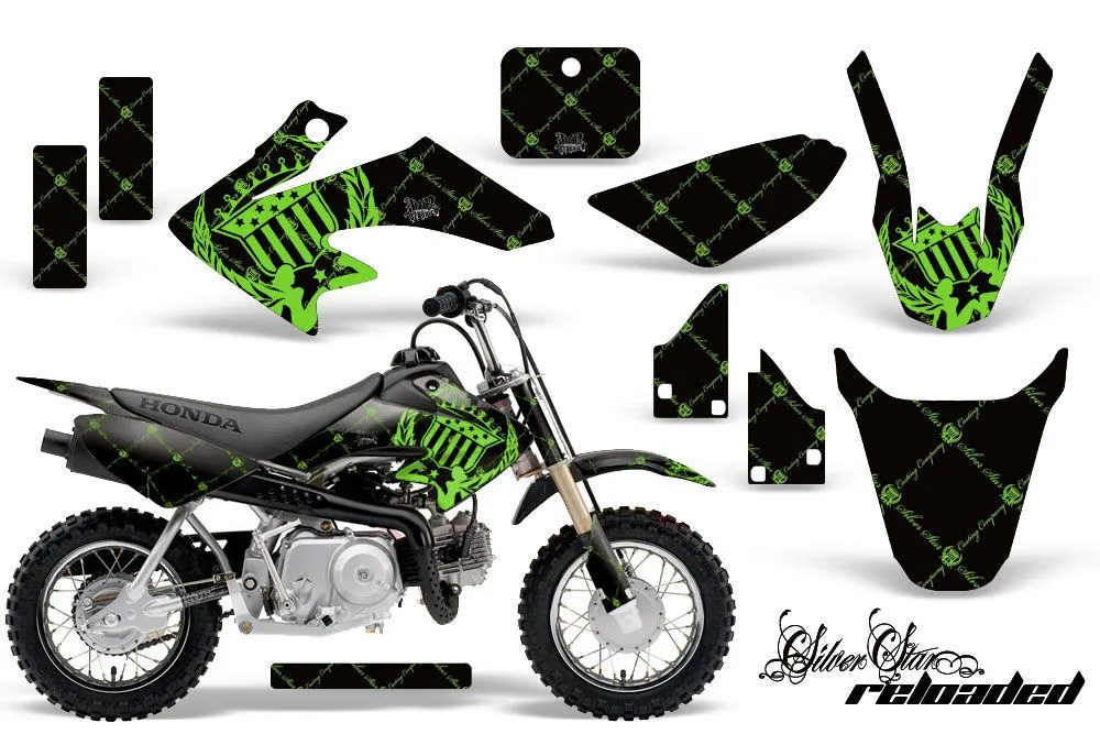 Honda CRF50 Dirt Bike Graphic Kit - 2004-2024 Silver Star - Reloaded Green