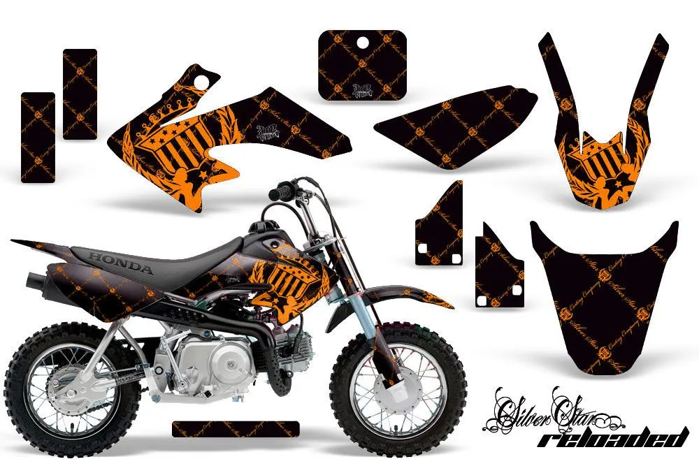 Honda CRF50 Dirt Bike Graphic Kit - 2004-2024 Silver Star - Reloaded Orange