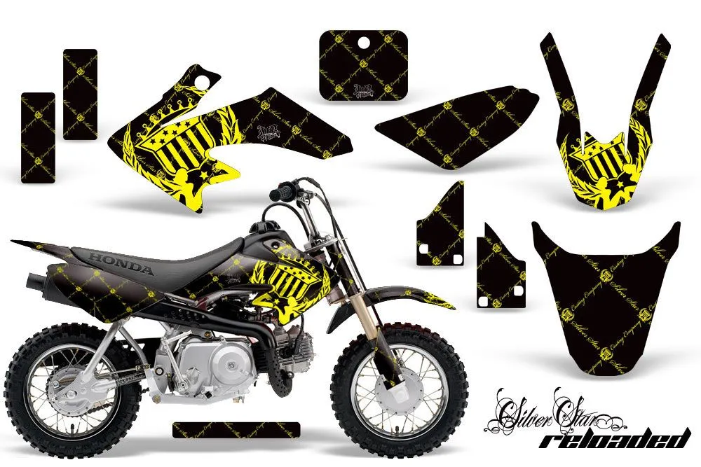 Honda CRF50 Dirt Bike Graphic Kit - 2004-2024 Silver Star - Reloaded Yellow