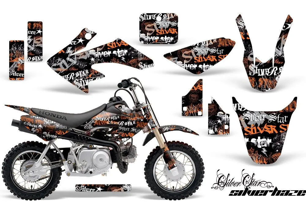 Honda CRF50 Dirt Bike Graphic Kit - 2004-2024 Silver Star - Silverhaze Orange