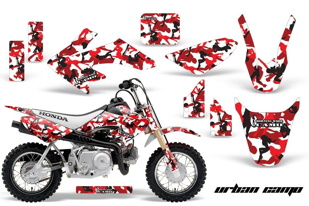 Honda CRF50 Dirt Bike Graphic Kit - 2004-2024 Urban Camo Red