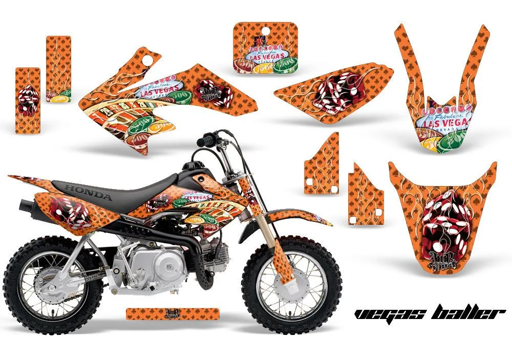 Honda CRF50 Dirt Bike Graphic Kit - 2004-2024 Vegas Baller Orange