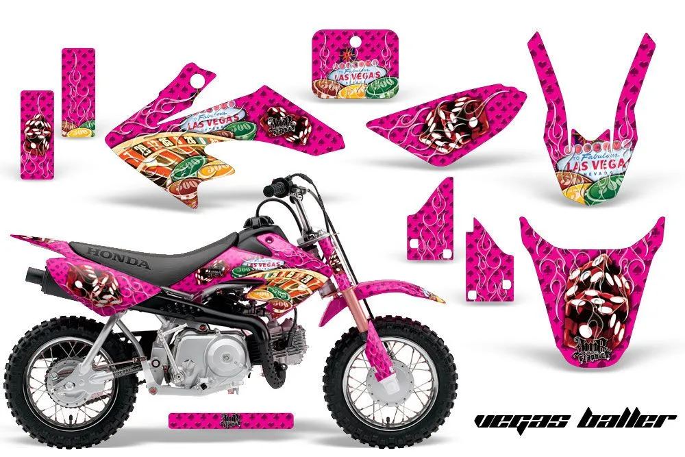 Honda CRF50 Dirt Bike Graphic Kit - 2004-2024 Vegas Baller Pink