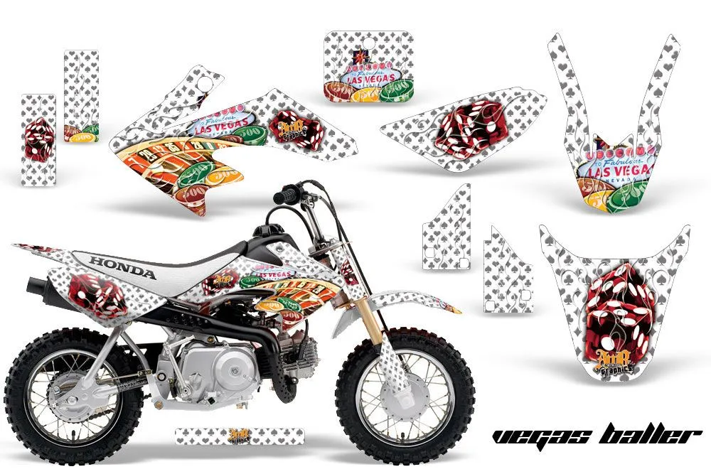 Honda CRF50 Dirt Bike Graphic Kit - 2004-2024 Vegas Baller White