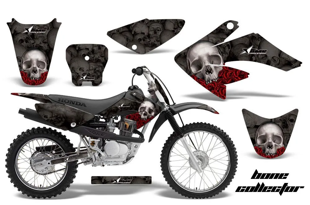 Honda CRF70 Dirt Bike Graphic Kit - 2004-2015 Bone Collector Black