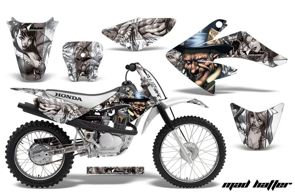 Honda CRF70 Dirt Bike Graphic Kit - 2004-2015 Mad Hatter White