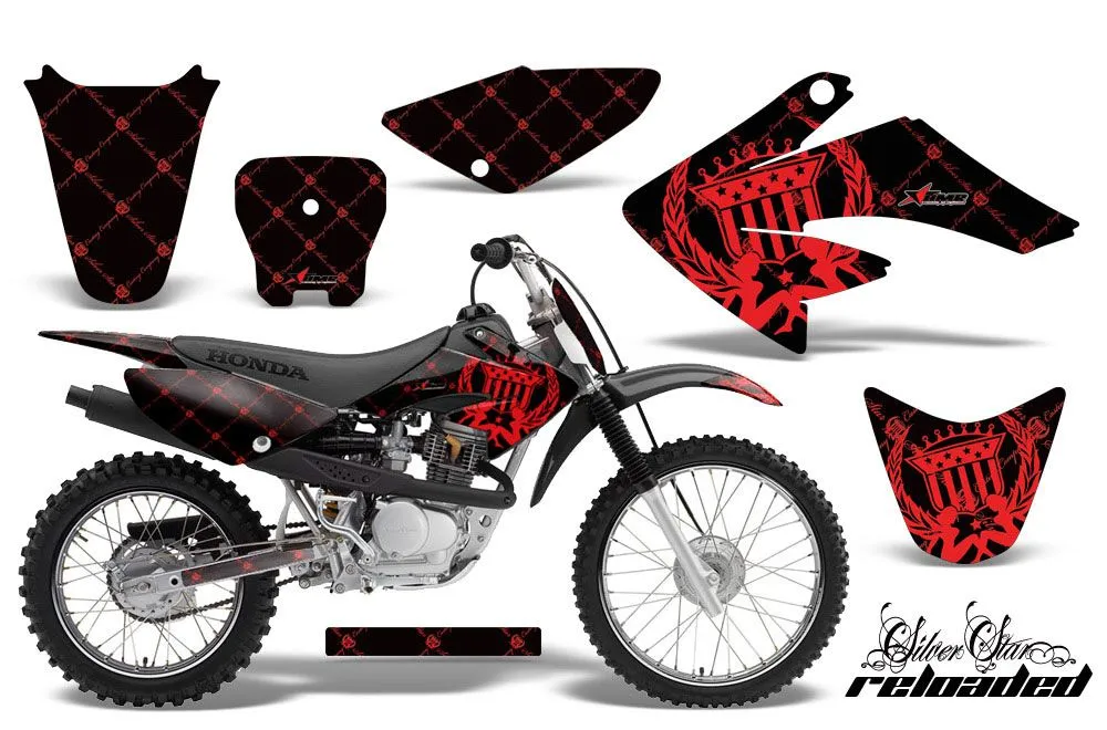 Honda CRF70 Dirt Bike Graphic Kit - 2004-2015 Silver Star - Reloaded Red