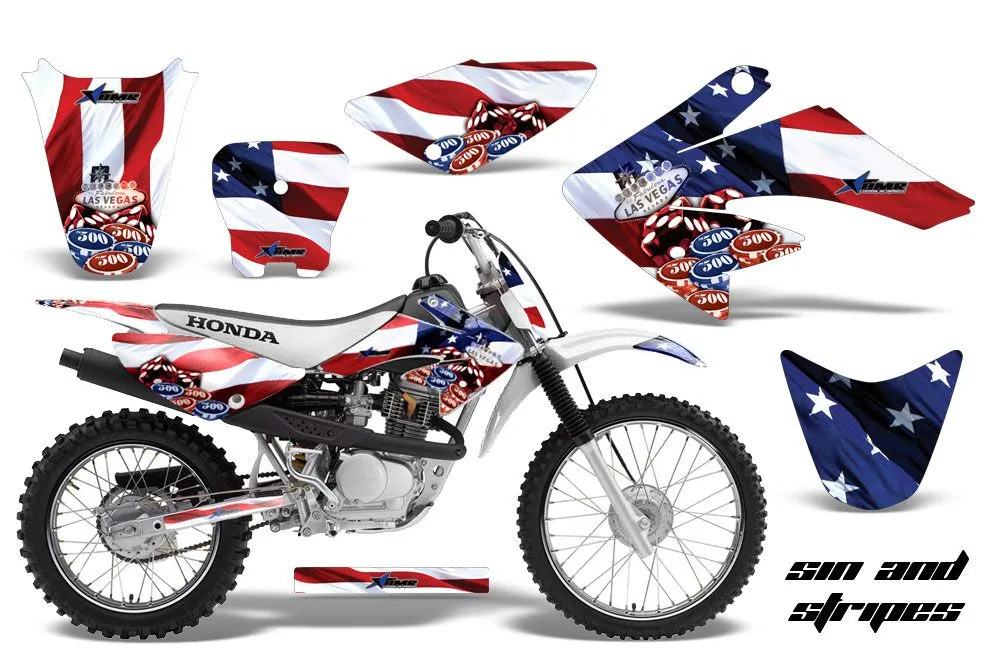 Honda CRF70 Dirt Bike Graphic Kit - 2004-2015 Sin and Stripes Red