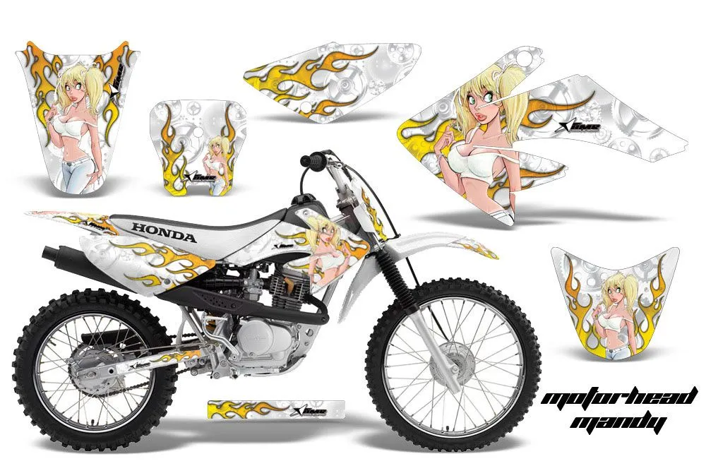 Honda CRF80 Dirt Bike Graphic Kit - 2004-2010 Motorhead Mandy White