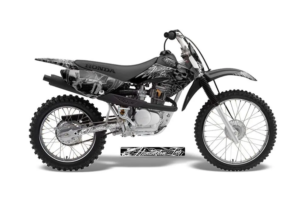 Honda CRF80 Dirt Bike Graphic Kit - 2004-2010 Skulls and Hammers Silver