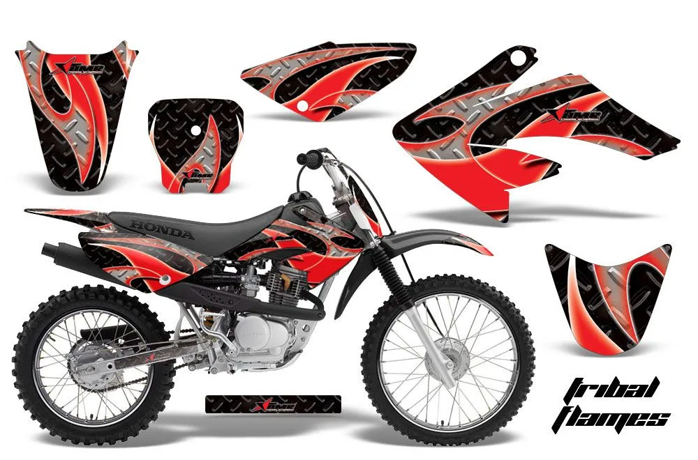 Honda CRF80 Dirt Bike Graphic Kit - 2004-2010 Tribal Flames Red