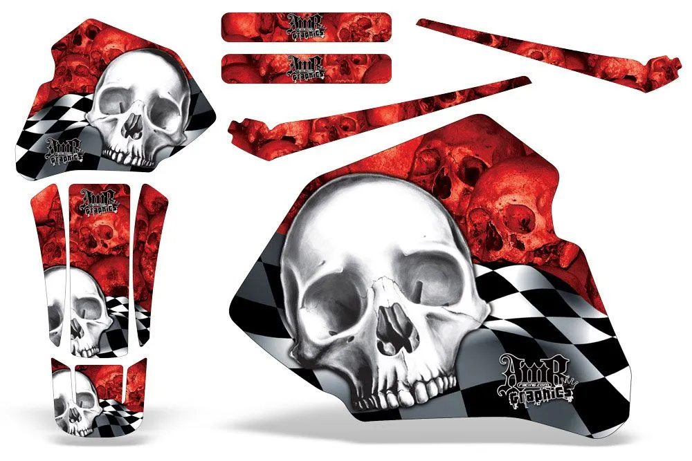 Honda XR100 Dirt Bike Graphic Kit - 1985-2000 Checkered Skull White
