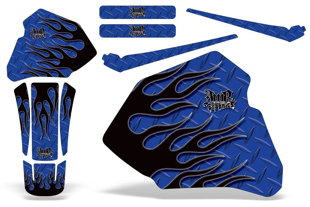 Honda XR100 Dirt Bike Graphic Kit - 1985-2000 Diamond Flames Blue