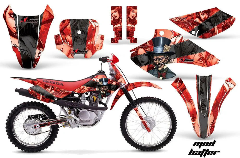 Honda XR100 Dirt Bike Graphic Kit - 2001-2003 Mad Hatter Red