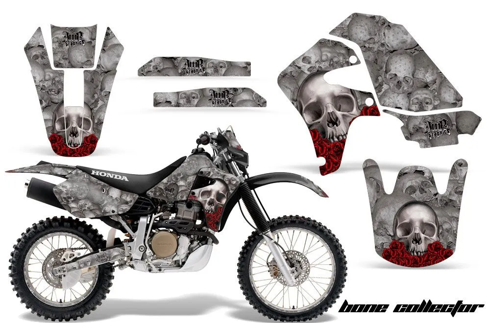 Honda XR650R Dirt Bike Graphic Kit - 2000-2010 Bone Collector Silver
