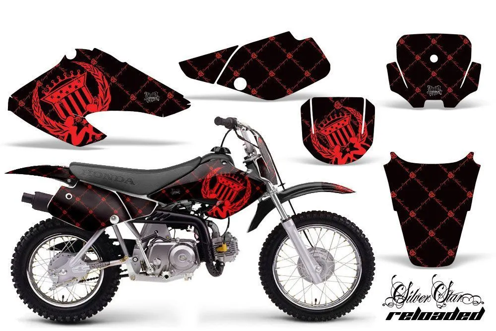 Honda XR70 Dirt Bike Graphic Kit - 2001-2003 Silver Star - Reloaded Red