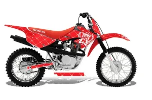 Honda CRF100 Dirt Bike Graphic Kit - 2011-2016 Silver Star - Reloaded Red