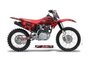 Honda CRF230 F Dirt Bike Graphic Kit - 2003-2007 Skulls and Hammers Red