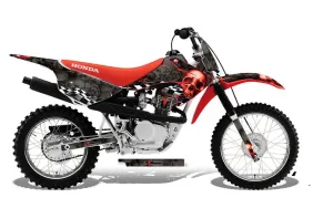Honda CRF80 Dirt Bike Graphic Kit - 2011-2016 Checkered Skull Red