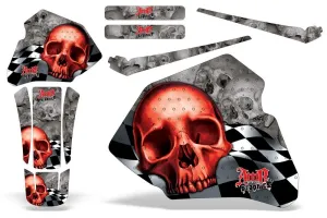 Honda XR100 Dirt Bike Graphic Kit - 1985-2000 Checkered Skull Red
