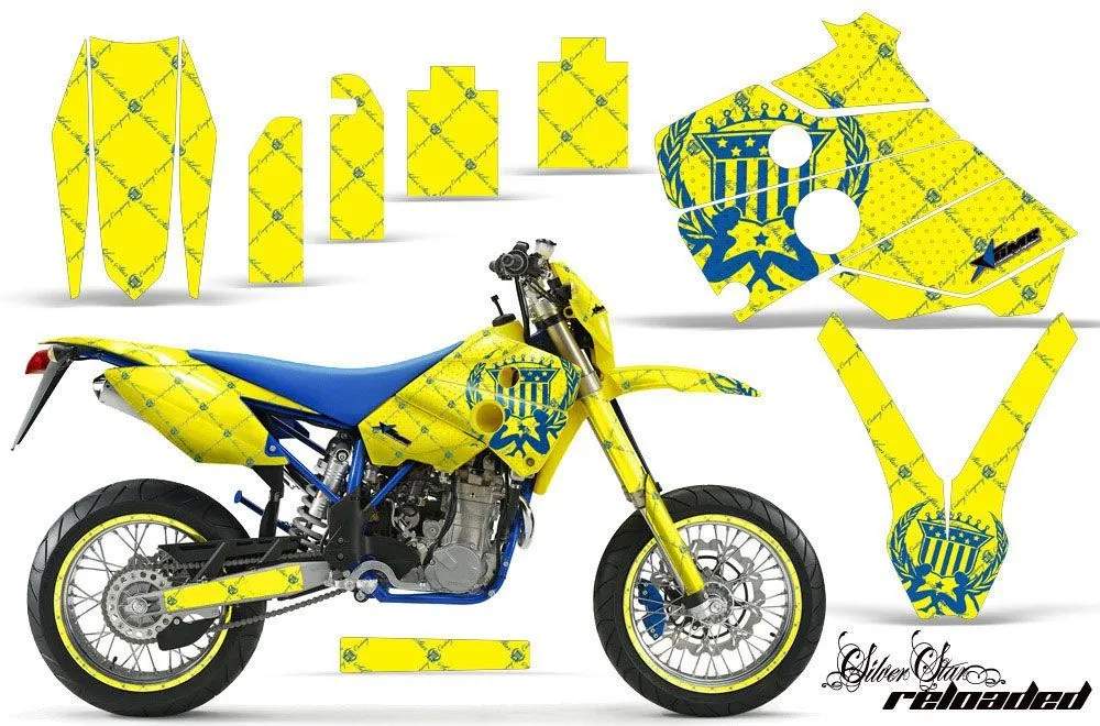 Husaberg FC / FE / FS 650 Dirt Bike Graphic Kit - 2001-2005 Silver Star - Reloaded Yellow