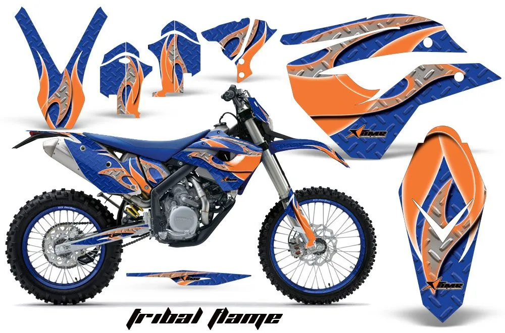 Husaberg FS / FE 450 Dirt Bike Graphic Kit - 2009-2012 Tribal Flames Orange