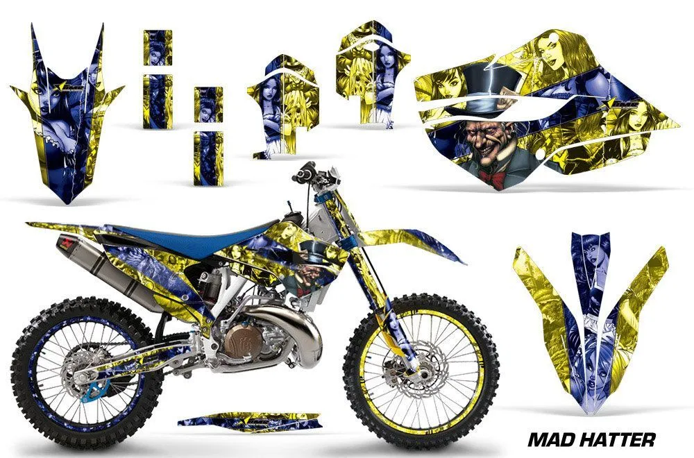 Husaberg TC / FC 300 Dirt Bike Graphic Kit - 2013-2014 Mad Hatter Yellow