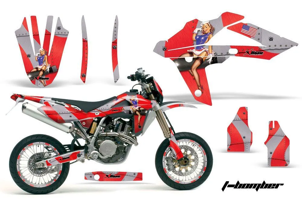 Husqvarna TC / TE 250 Dirt Bike Graphic Kit - 2005-2008 T Bomber Red