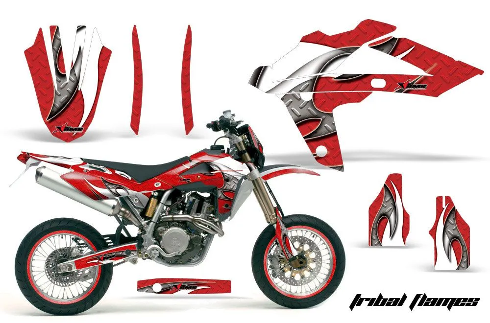 Husqvarna TC / TE 250 Dirt Bike Graphic Kit - 2005-2008 Tribal Flames Red
