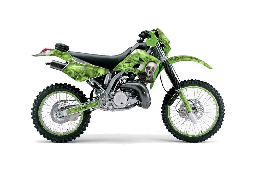 Kawasaki KDX200 Dirt Bike Graphic Kit - 1995-2006 Bone Collector Green