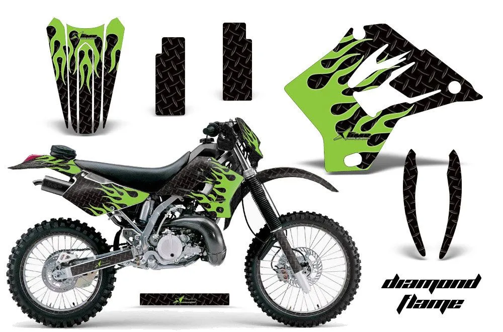 Kawasaki KDX200 Dirt Bike Graphic Kit - 1995-2006 Diamond Flame Green