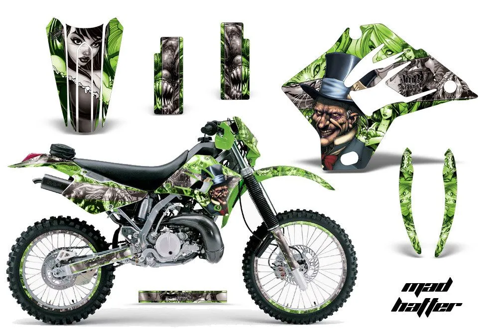 Kawasaki KDX220 Dirt Bike Graphic Kit - 1997-2005 Mad Hatter Green
