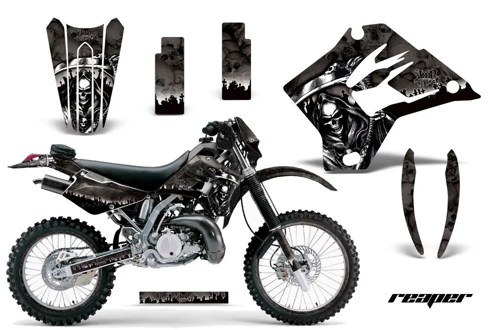 Kawasaki KDX220 Dirt Bike Graphic Kit - 1997-2005 Reaper Black