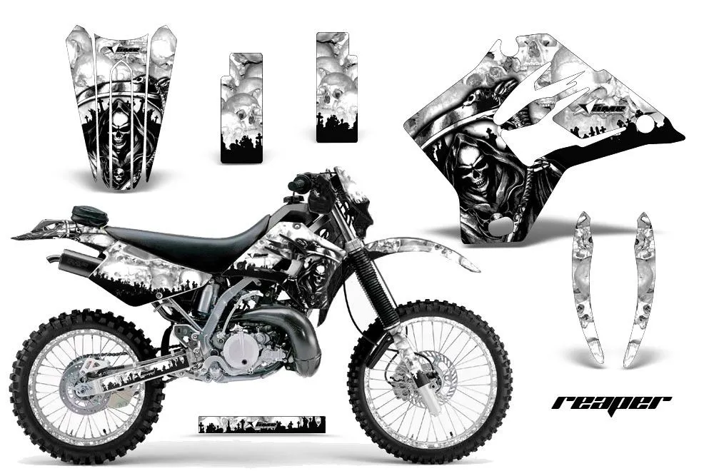 Kawasaki KDX220 Dirt Bike Graphic Kit - 1997-2005 Reaper White