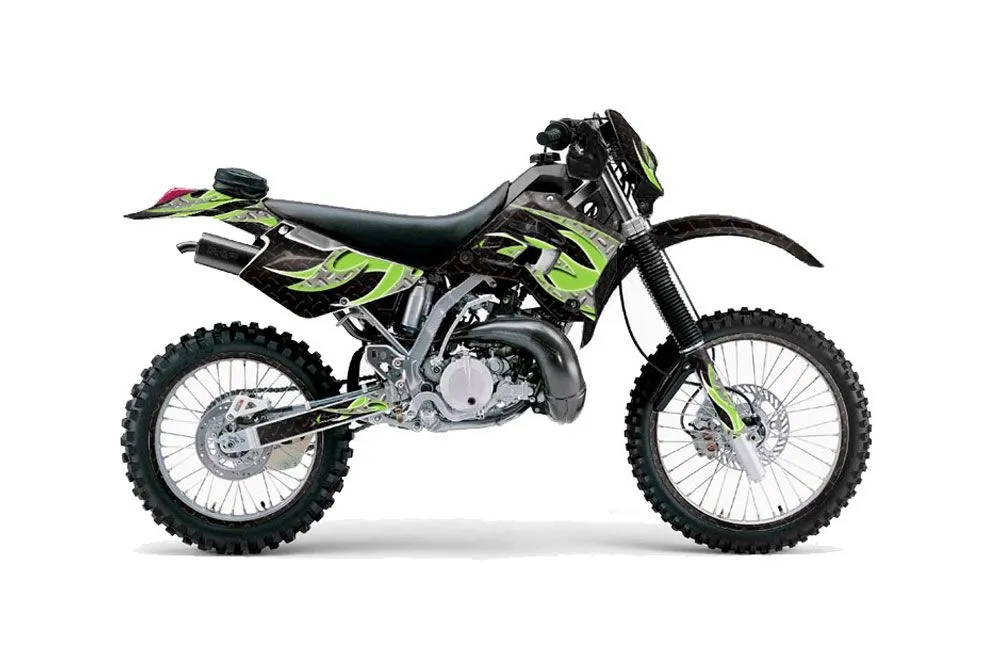 Kawasaki KDX220 Dirt Bike Graphic Kit - 1997-2005 Tribal Flames Green