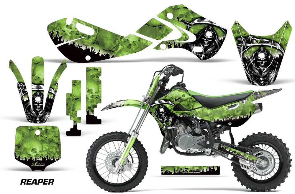 Kawasaki KLX110 Dirt Bike Graphic Kit - 2002-2009 Reaper Green