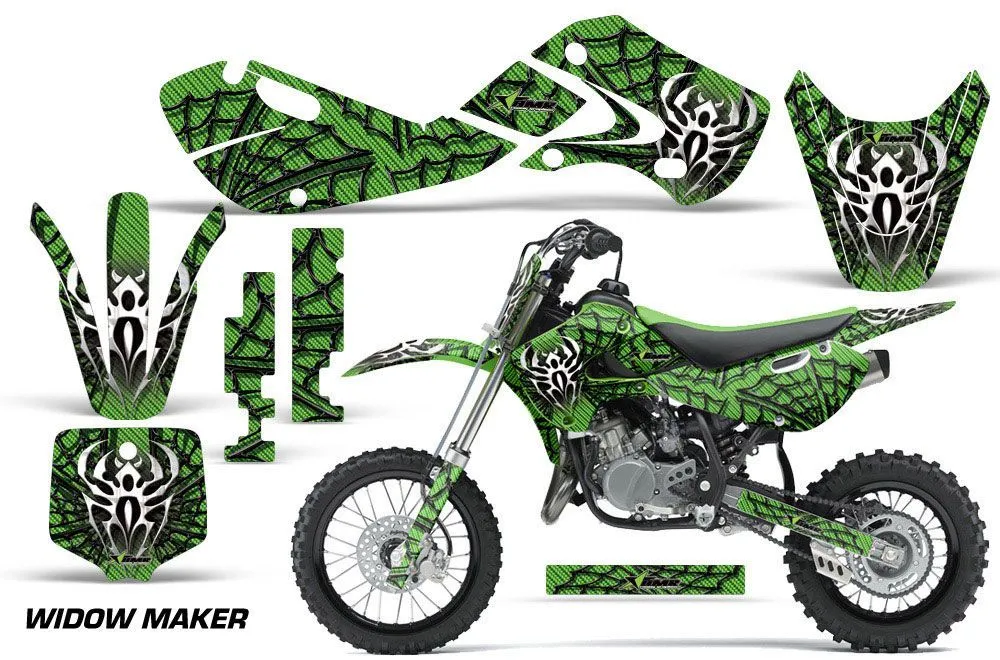 Kawasaki KLX110 Dirt Bike Graphic Kit - 2002-2009 Widow Maker Green