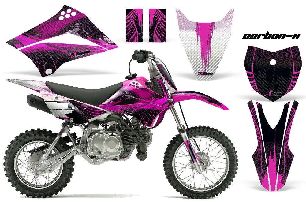 Kawasaki KLX110 Dirt Bike Graphic Kit - 2010-2025 Carbon X Pink