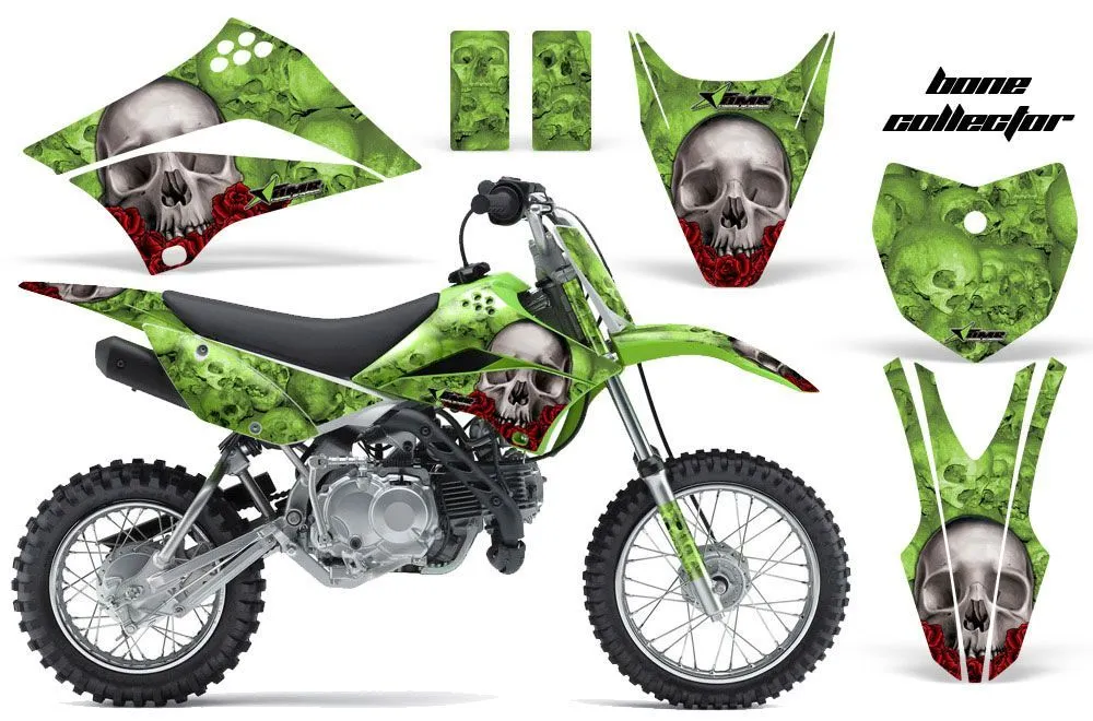 Kawasaki KLX110L Dirt Bike Graphic Kit - 2010-2025 Bone Collector Green