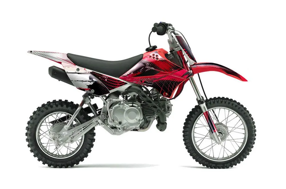 Kawasaki KLX110L Dirt Bike Graphic Kit - 2010-2025 Carbon X Red