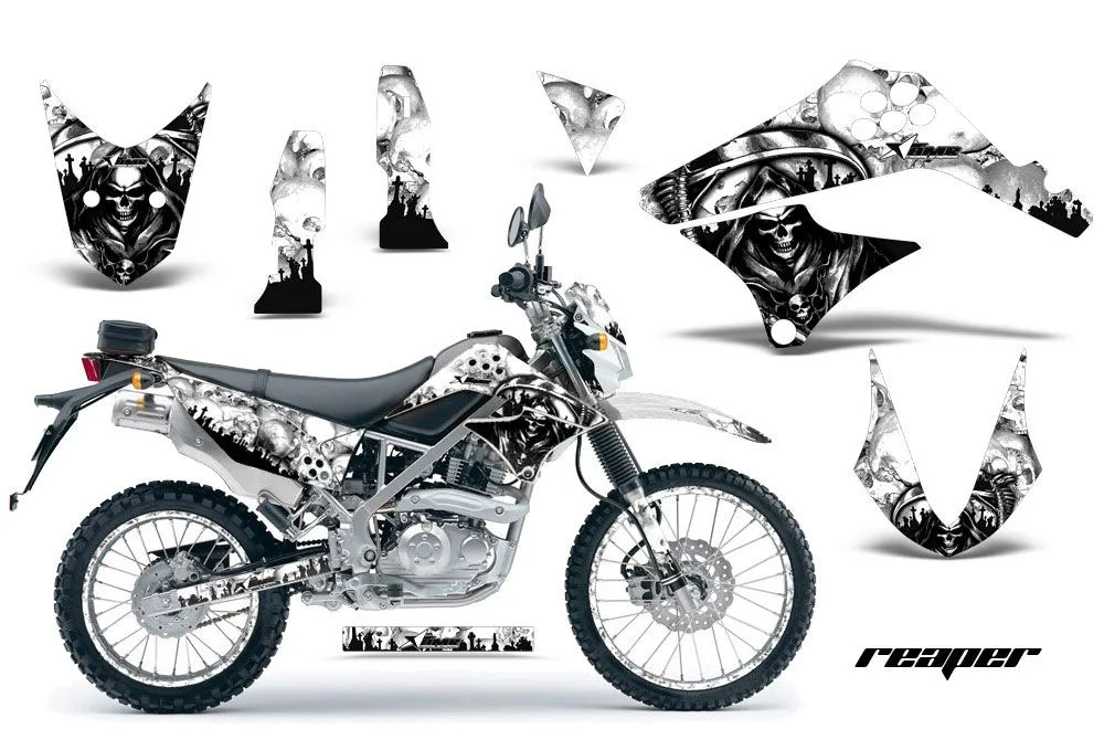 Kawasaki KLX125 D Tracker Dirt Bike Graphic Kit - 2010-2016 Reaper White